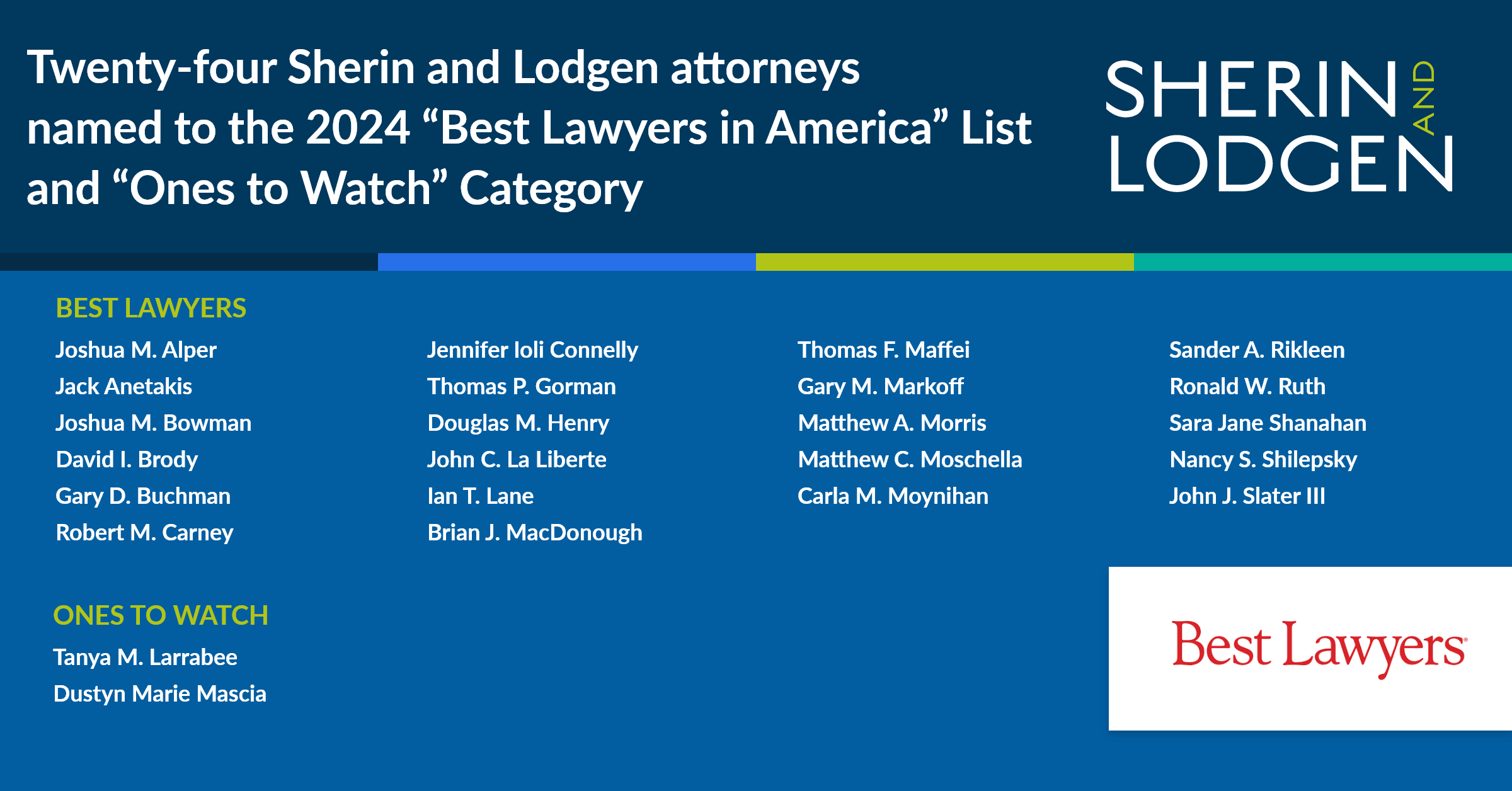 Twentyfour Sherin and Lodgen attorneys named to the 2024 “Best Lawyers